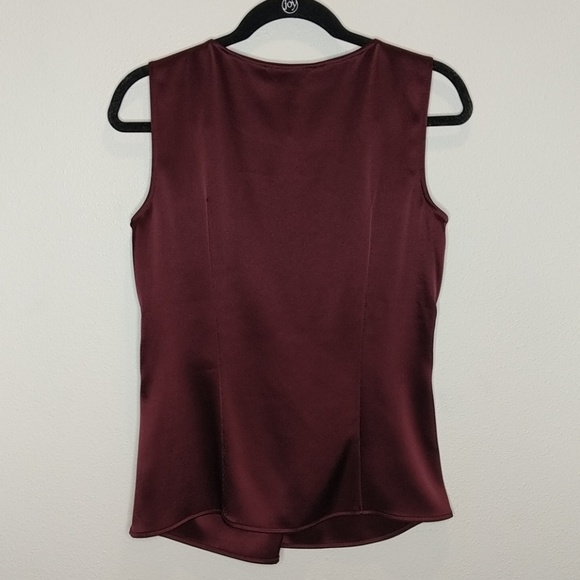 St. John Burgundy pintuck pleat blouse - Picture 2 of 5